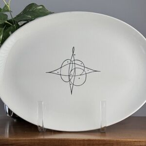 Vintage MCM Stetson 13.5" Ovenproof Oval Platter Mid Century Hand Painted Design